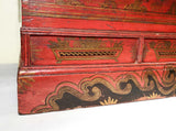 Antique Chinese Hand Painted Trunk (3416), Red Lacquer, Circa 1800-1849
