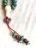 Handmade Turquoise Mala Necklace（8008), 108 Beads, 10mm oblate bead