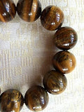 Genuine Semi-Precious Natural Tiger Eye Stone Bracelet (8001), 17mm Beads