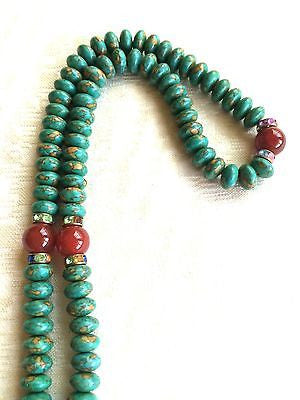 A collection of 108 jadeite beads, handcrafted by Chinese store antiques, with turquoise beads