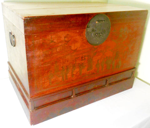Antique Chinese Red Lacquer Trunk (2647), Circa 1800-1849