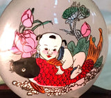 Vintage Chinese Glass Snuff Bottle, Inside Painted Children Playing/Calligraphy (7033)