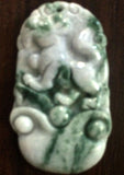 Natural Jadeite Celadon Green Jade Tablet/Pendant (7085)
