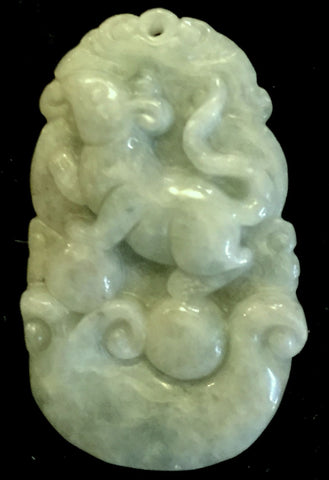 Natural Jadeite Celadon Green Jade Tablet/Pendant (7101)