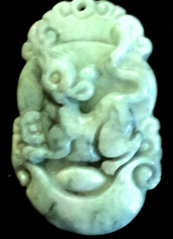 Natural Jadeite Celadon Green Jade Tablet/Pendant (7107)
