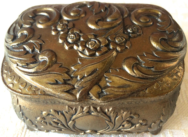 Antique brass jewelry trinket hotsell box