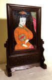 Antique Chinese Reverse Painting on Glass with Stand (2925), Circa mid 1800