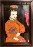 Antique Chinese Reverse Painting on Glass with Stand (2925), Circa mid 1800