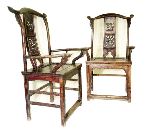 Antique Chinese High Back Arm Chairs (3370) (Pair), Circa 1800-1849