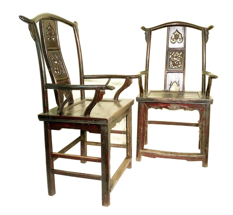 Antique Chinese High Back Arm Chairs (3393) (Pair), Circa 1800-1849