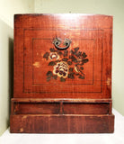 Antique Chinese Trunk Red Lacquer Hand Painted Trunk (3418) Circa 1800-1849