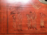 Antique Chinese Trunk Red Lacquer Hand Painted Trunk (3418) Circa 1800-1849
