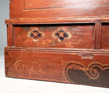 Antique Chinese Trunk Red Lacquer Hand Painted Trunk (3418) Circa 1800-1849
