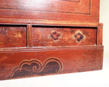 Antique Chinese Trunk Red Lacquer Hand Painted Trunk (3418) Circa 1800-1849