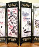Vintage Chinese Black Lacquer Hand Painted Table Folding Screen (3505)