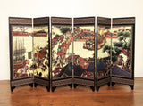 Vintage Chinese Black Lacquer Hand Painted Table Folding Screen (3506)