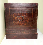 Antique Chinese Hand Painted Red Lacquer Trunk (3534), Circa 1800-1849