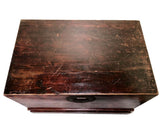 Antique Chinese Trunk (3596), Red Lacquer Hand Painted, Circa 1800-1849