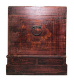 Antique Chinese Trunk (3596), Red Lacquer Hand Painted, Circa 1800-1849