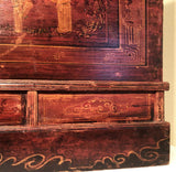 Antique Chinese Trunk (3596), Red Lacquer Hand Painted, Circa 1800-1849