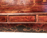 Antique Chinese Trunk (3596), Red Lacquer Hand Painted, Circa 1800-1849