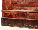 Antique Chinese Trunk (3596), Red Lacquer Hand Painted, Circa 1800-1849