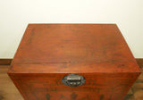 Antique Chinese Trunk Red Lacquer Hand Painted Trunk (5590) Circa 1800-1849