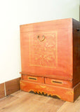 Antique Chinese Trunk Red Lacquer Hand Painted Trunk (5590) Circa 1800-1849