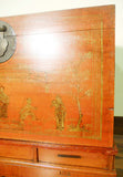 Antique Chinese Trunk Red Lacquer Hand Painted Trunk (5590) Circa 1800-1849