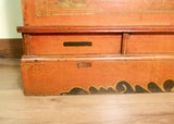Antique Chinese Trunk Red Lacquer Hand Painted Trunk (5590) Circa 1800-1849