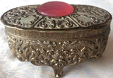 Vintage Silver-Plated Embossed Jewelry /Trinket Box (8137), Made in Japan