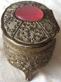 Vintage Silver-Plated Embossed Jewelry /Trinket Box (8137), Made in Japan