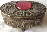 Vintage Silver-Plated Embossed Jewelry /Trinket Box (8137), Made in Japan