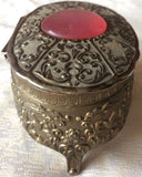 Vintage Silver-Plated Embossed Jewelry /Trinket Box (8137), Made in Japan