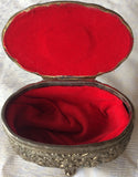 Vintage Silver-Plated Embossed Jewelry /Trinket Box (8137), Made in Japan