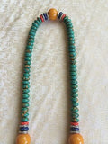 Handmade Turquoise Mala Necklace (8007), 108 Beads, 9mm oblate bead
