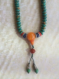 Handmade Turquoise Mala Necklace (8007), 108 Beads, 9mm oblate bead