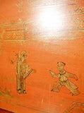 Antique Chinese Trunk (5590), Hand Painted Red Lacquer , Circa 1800-1849