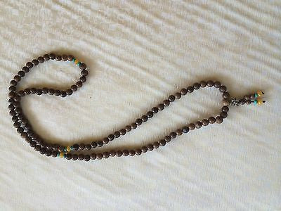 Handmade Wood Mala Necklace（8011), 108 Beads at 7mm Each