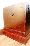 Antique Chinese Trunk (5482), Hand Painted Red Lacquer , Circa 1800-1849