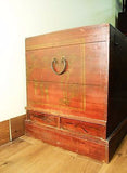Antique Chinese Hand Painted Trunk (5706), Red Lacquer , Circa 1800-1849