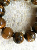 Genuine Semi-Precious Natural Tiger Eye Stone Bracelet (8001), 17mm Beads