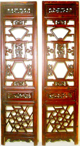 Antique Chinese Screen Panels (2634)(Pair) Cunninghamia Wood, Circa 1800-1849