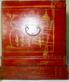 Antique Chinese Hand Painted  Red Trunk (2649), Circa 1800-1849