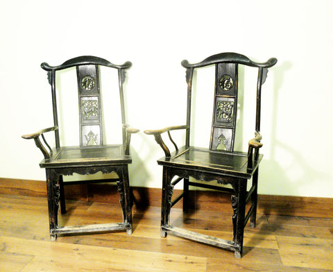 Antique Chinese High Back Arm Chairs (5698), Circa 1800-1849