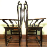 Antique Chinese High Back Arm Chairs (5755) (Pair), Cypress Wood, Circa 1800-1849