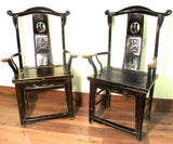 Antique Chinese High Back Arm Chairs (5755) (Pair), Cypress Wood, Circa 1800-1849