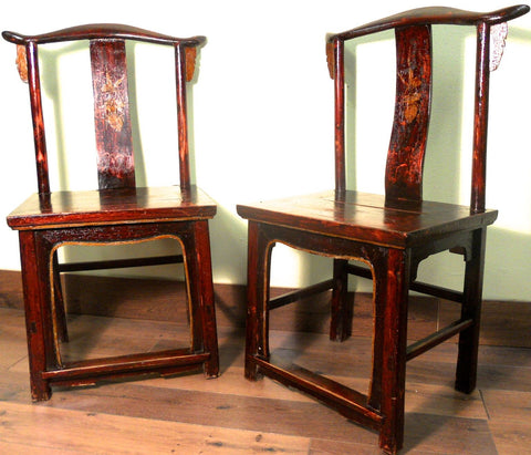 Antique Chinese High Back Chairs (Pair) (5852), Circa 1800-1849