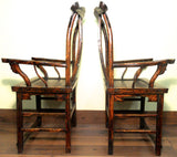 Antique High Back Arm Chairs (5857) (Pair), Cypress/Elm Wood, Circa 1800-1849