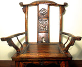 Antique High Back Arm Chairs (5857) (Pair), Cypress/Elm Wood, Circa 1800-1849